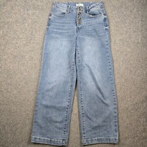 OAT New York Wide Leg Jeans Womens 4/27 Blue Button Fly High Rise Denim